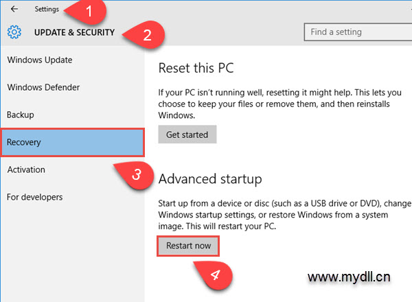 Win10高级启动设置