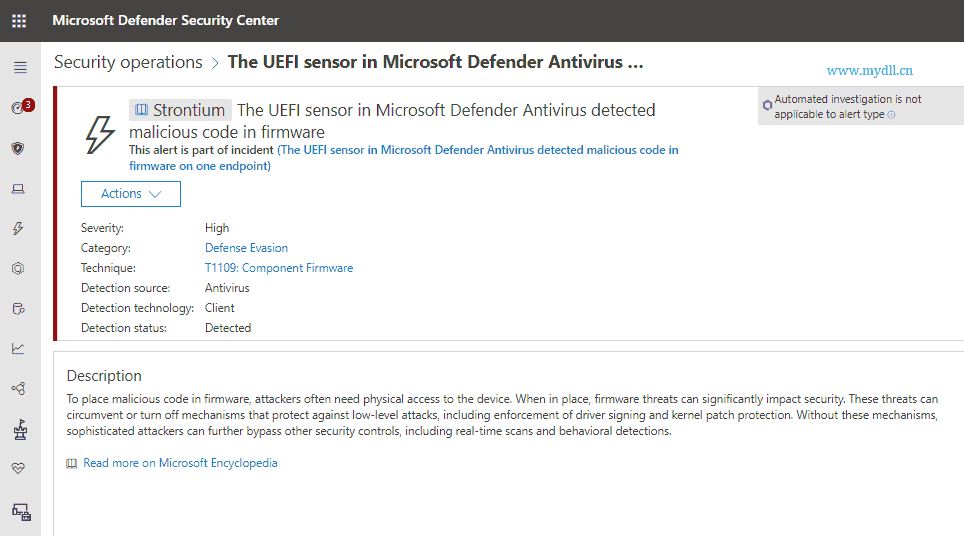 微软杀毒软件UEFI扫描器